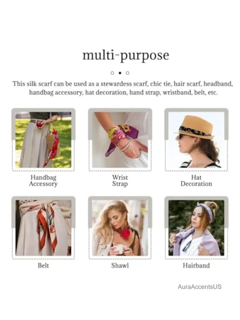 Satin Long Skinny Scarf Headband Multi-Functional Hair Accessory